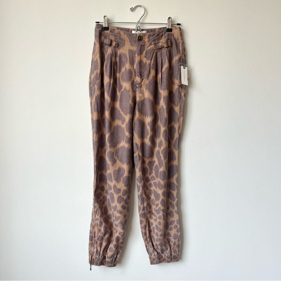 NWT Anthropologie Tamarind Giraffe Animal Print Trouser Joggers - Picture 1 of 8